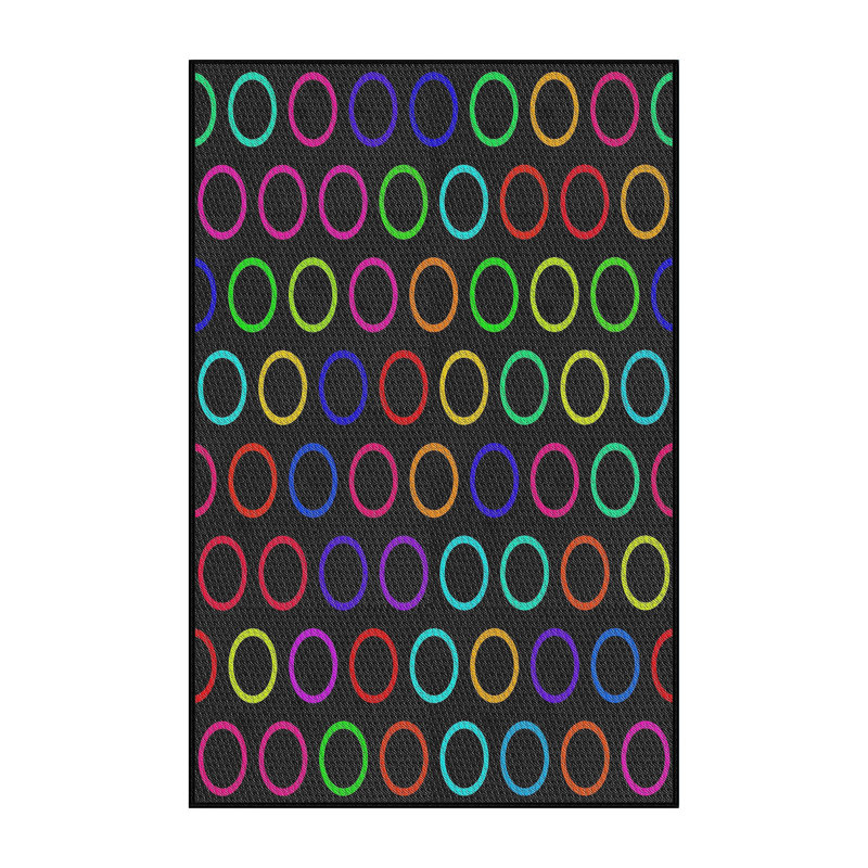 Tapis rouge/bleu/vert à motif, Rectangle 5 pi x 7 pi