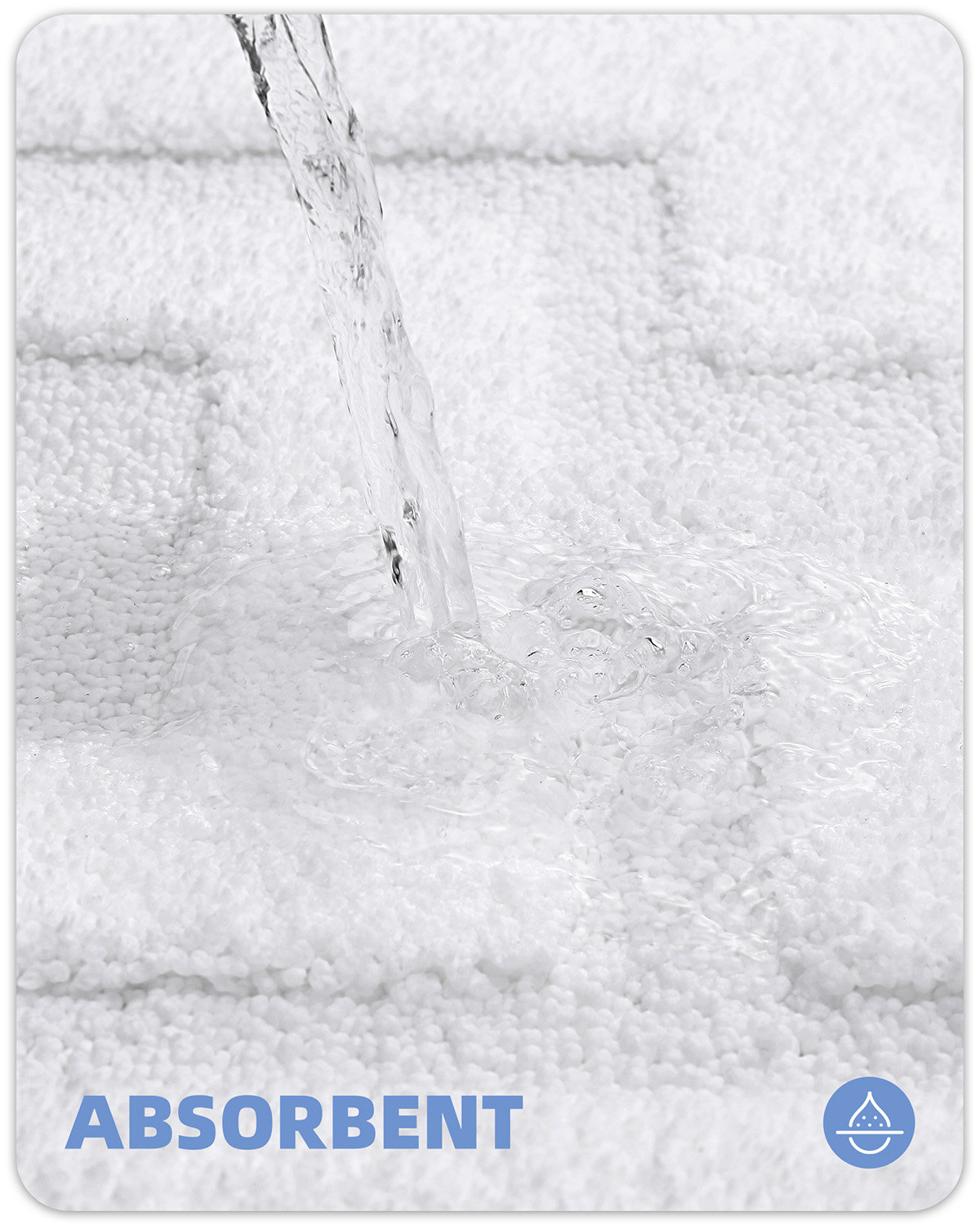 Non-Slip Bath Rug, 20" L x 47" W, White