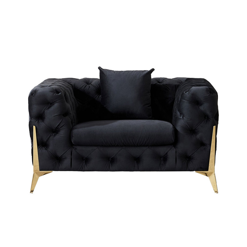 Ensemble de canapé rembourré Burdell 8001, Noir, noir, noir, noir