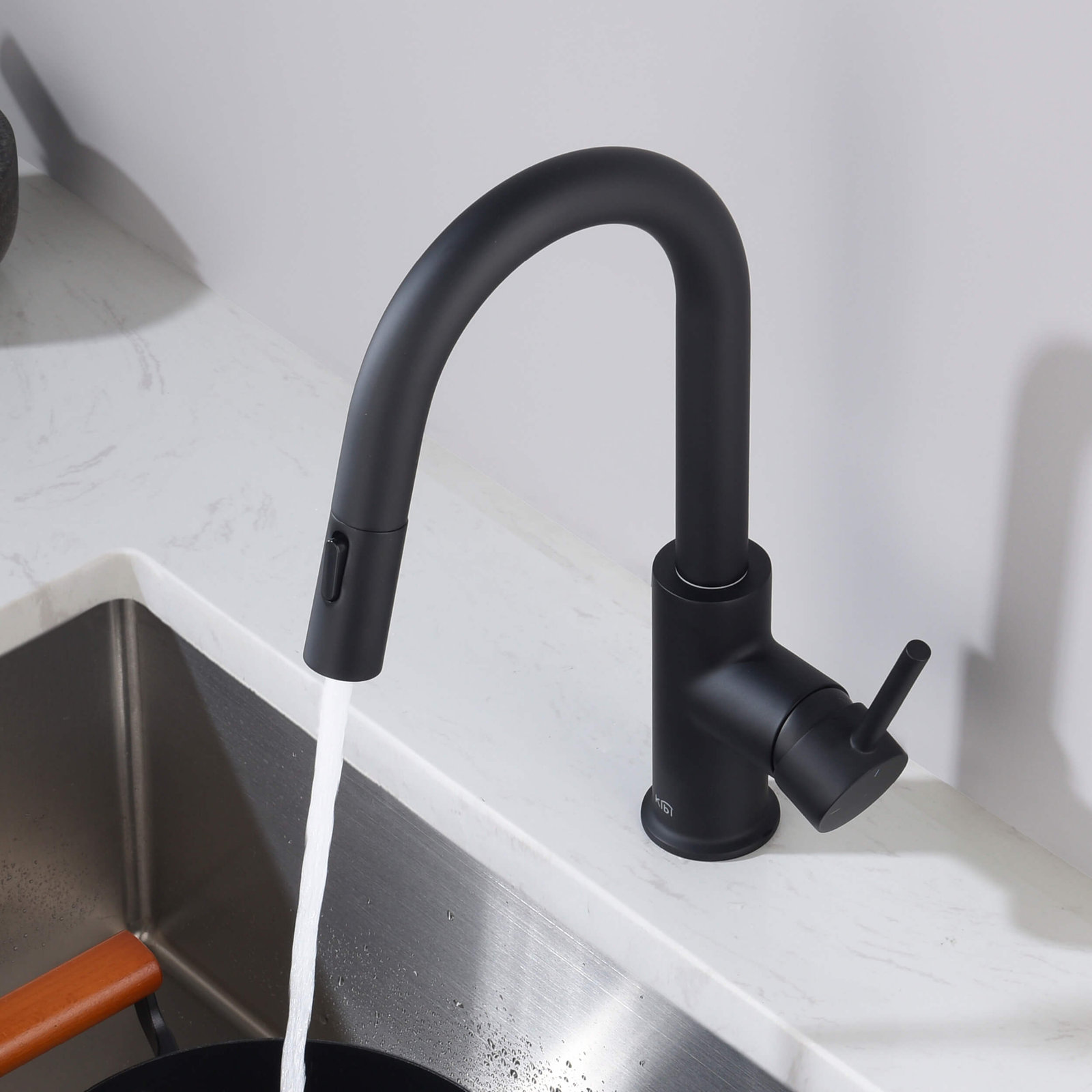 Luxe Pull-Down Kitchen Faucet with Accessories, Matte Black