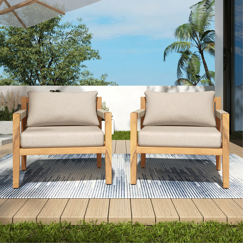 Acacia Wood & Beige Rope Outdoor Leisure Chair – Spacious, Comfortable & Versatile For Any Patio ,MP2, 2