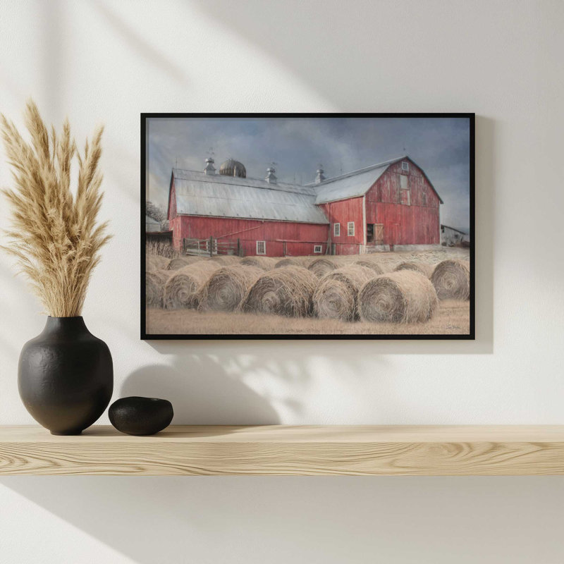 «The Hay Harvest» par Lori Deiter, reproduction d'art, L 36 x H 24, Impression encadrée, Or