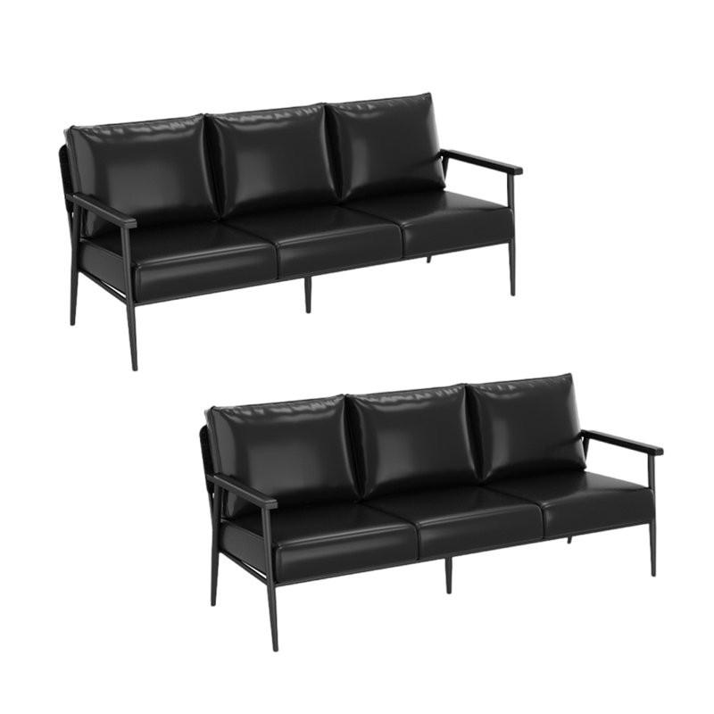 Banc rembourré en similicuir Simple Banc Cafe, Noir