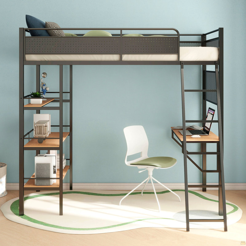 Lit mezzanine simple à 3 tablettes