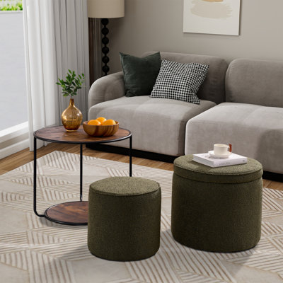 Table basse avec rangement et 2 repose-pieds