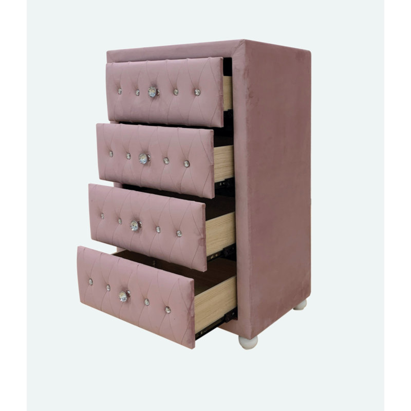 Maricelys Upholstered Chest with Button Tufting & Wooden Legs