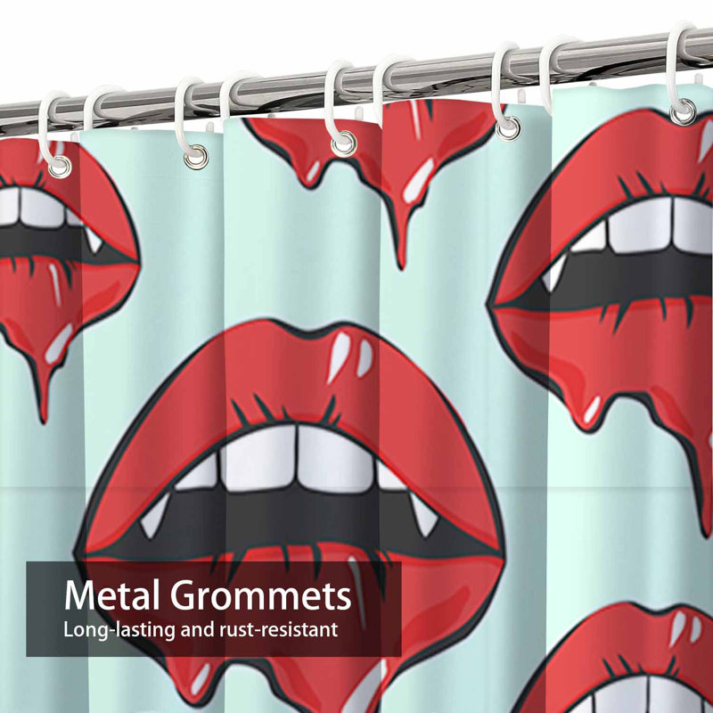 Rideau de douche Vampire Lips Pop Art Halloween, L 72 po x l 78 po