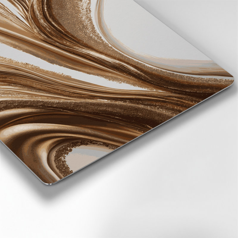 Art mural abstrait en métal beige 97, H 12 po x l 12 po