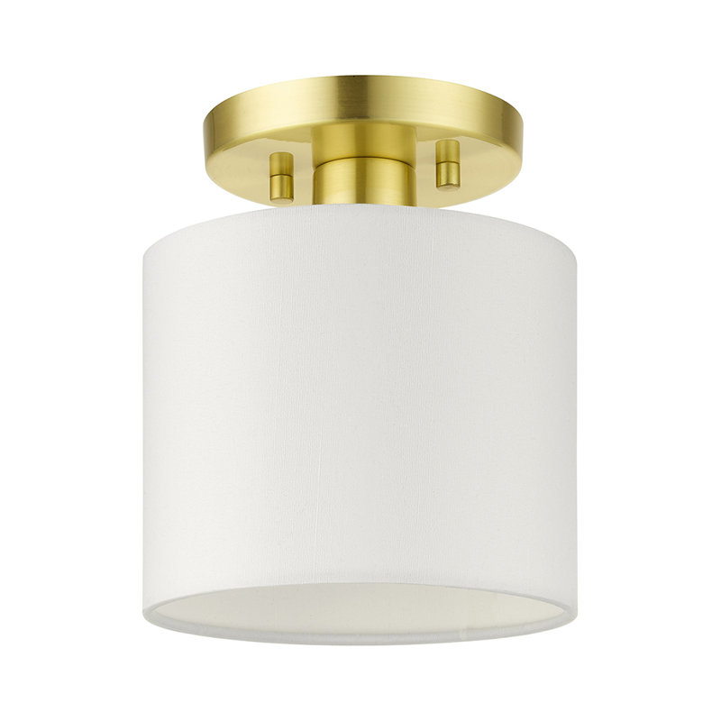 Plafonnier semi-encastré 1 lumière Carita, H 8,5 po x l 7 po x P 7 po, Laiton satiné