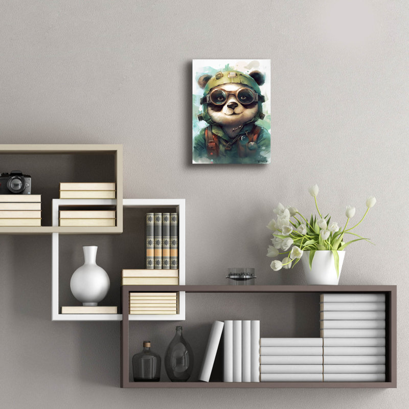 «Aviator Panda» par MomArt, verre mural, H 16 po x l 12 po x P 0,13 po