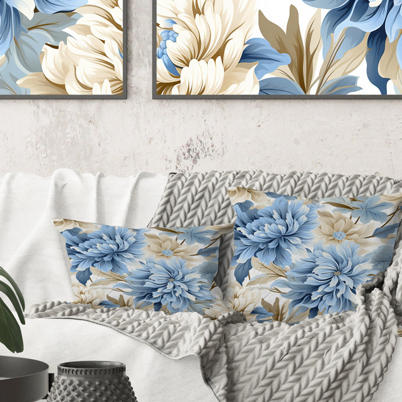 Floral Throw Pillow, 16" H x 16" W