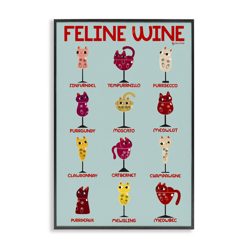 Giclée encadrée «Clever Feline», par Carrie Cantwell, H 18 po x l 12 po, Giclée encadrée noir minuit