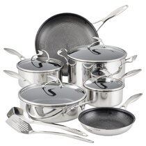 Costway 11pcs Pots & Pans Set Stainless Steel Kitchen Cookware w/ Gold  Stay-Cool Handles 