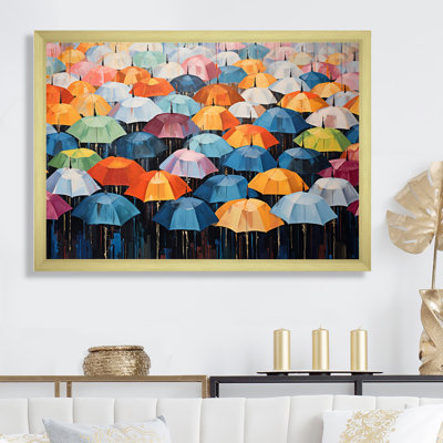«Rainbow Umbrellas Collage I», reproduction sur toile
