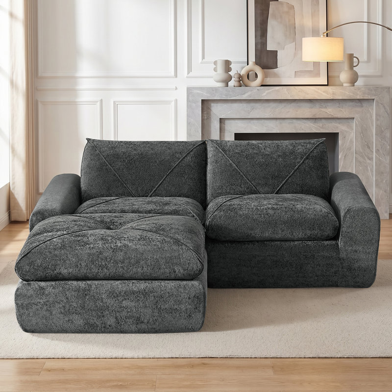 Canapés modulaires Boneless, 30" H x 85" W x 71" D, Gris chenille