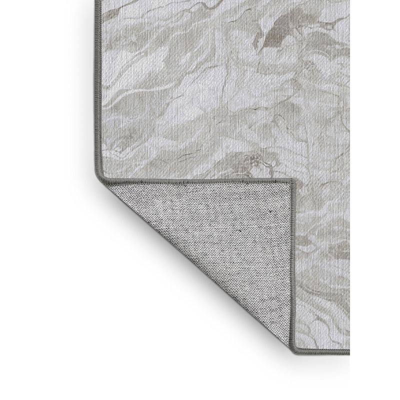 Machine Washable Gray Area Rug, Square 8'