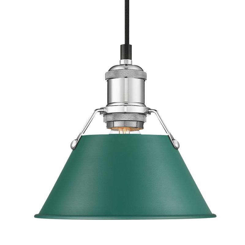 Petit luminaire suspendu Akifumi avec pin vert, Chrome, H 129 po x l 7,5 po x P 7,5 po