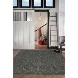 Heavenly Hand Knotted Wool Oriental Area Rug in Grey, Black