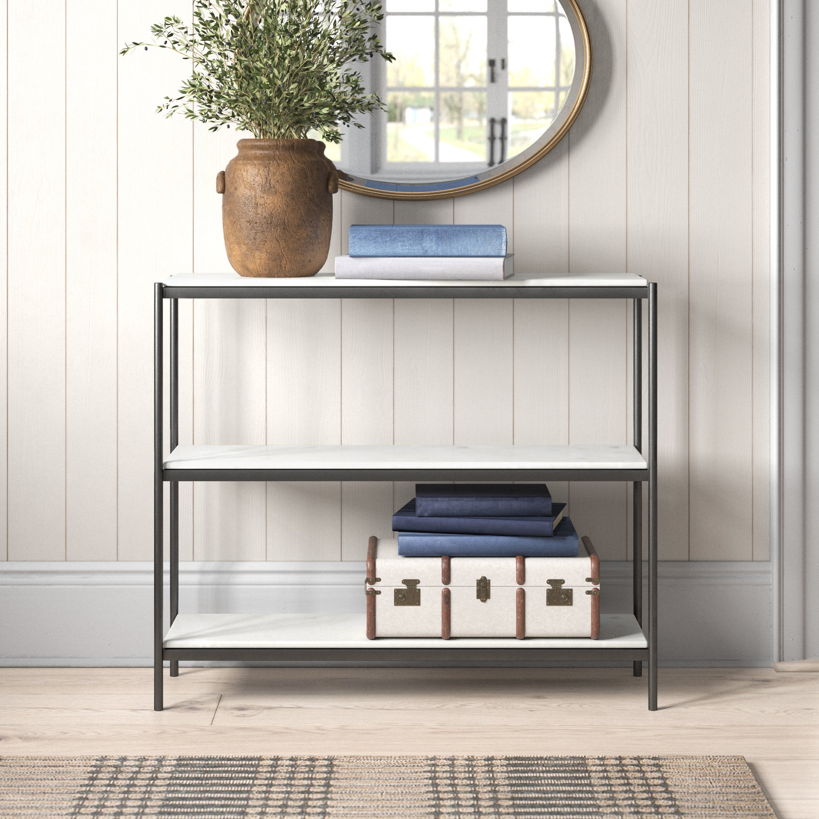 36'' Console Table, Hammered Gray