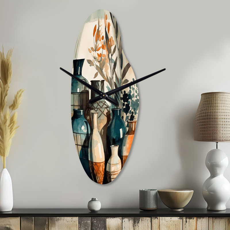 Vase en céramique verte et orange, Moyenne