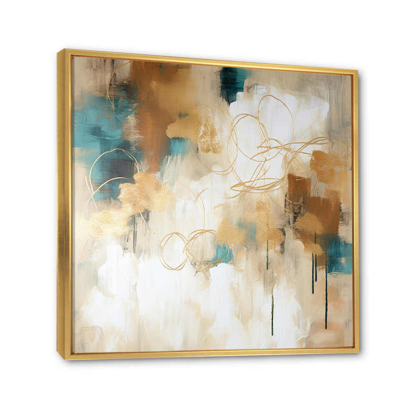 " Gilded Daydreams I ", Gold Floater Framed, 16" H x 16" W x 1" D