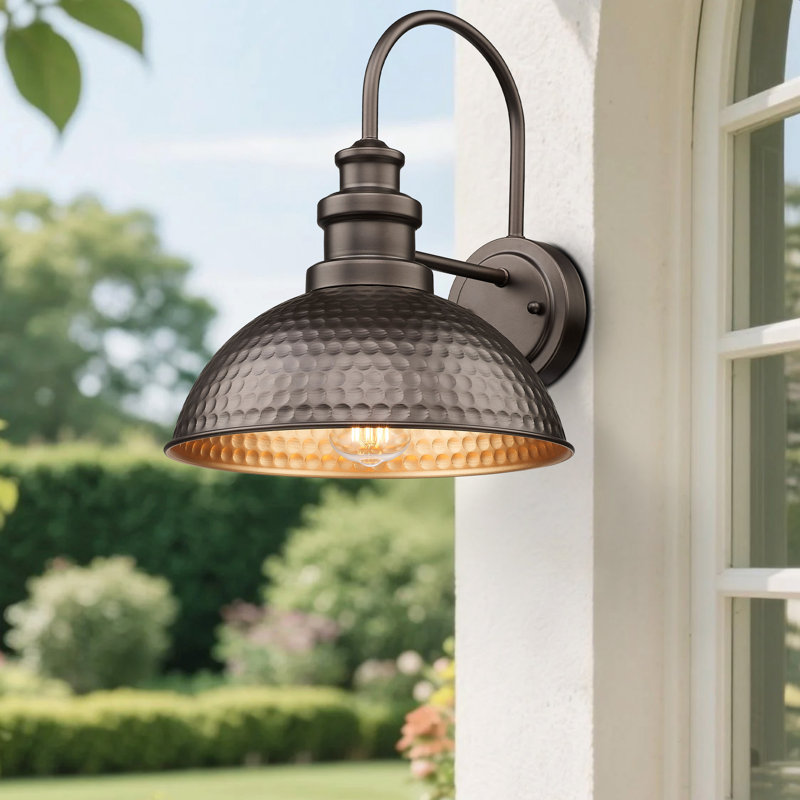Outdoor Farmhouse Barn Lights, Rustic Outdoor Wall Sconce, Exterior Wall Lights, Front Door Mounted Lighting Fixture,Vintage Outside Lighting For Porch, Patio, Garage (Oil Rubbed Bronze, 1 Pack)