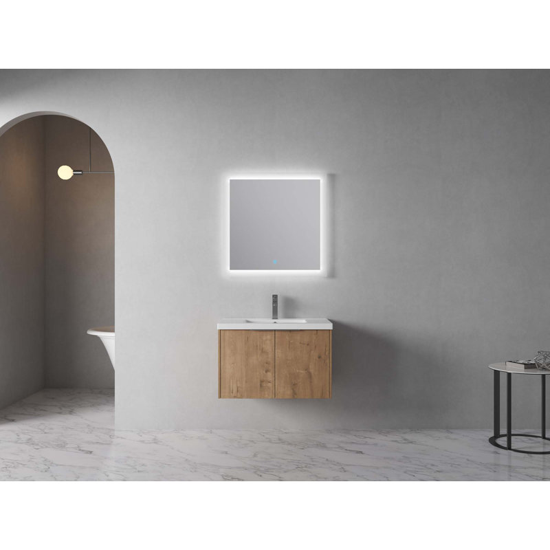 Meuble-lavabo à fixation flottante avec lavabo, 30", Chêne