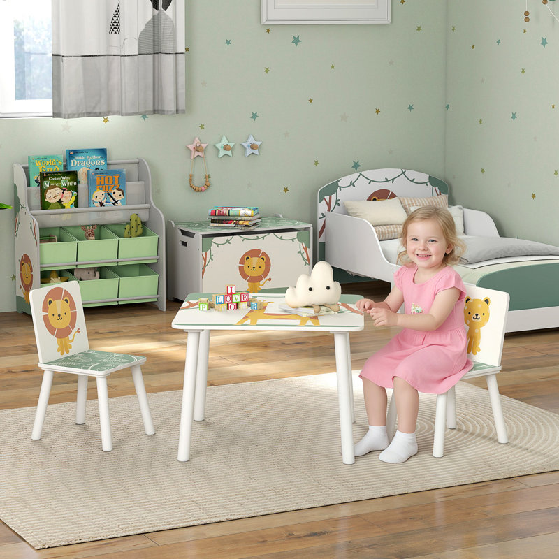 Kids 3 Piece Square Play Or Activity Table and Chair Set