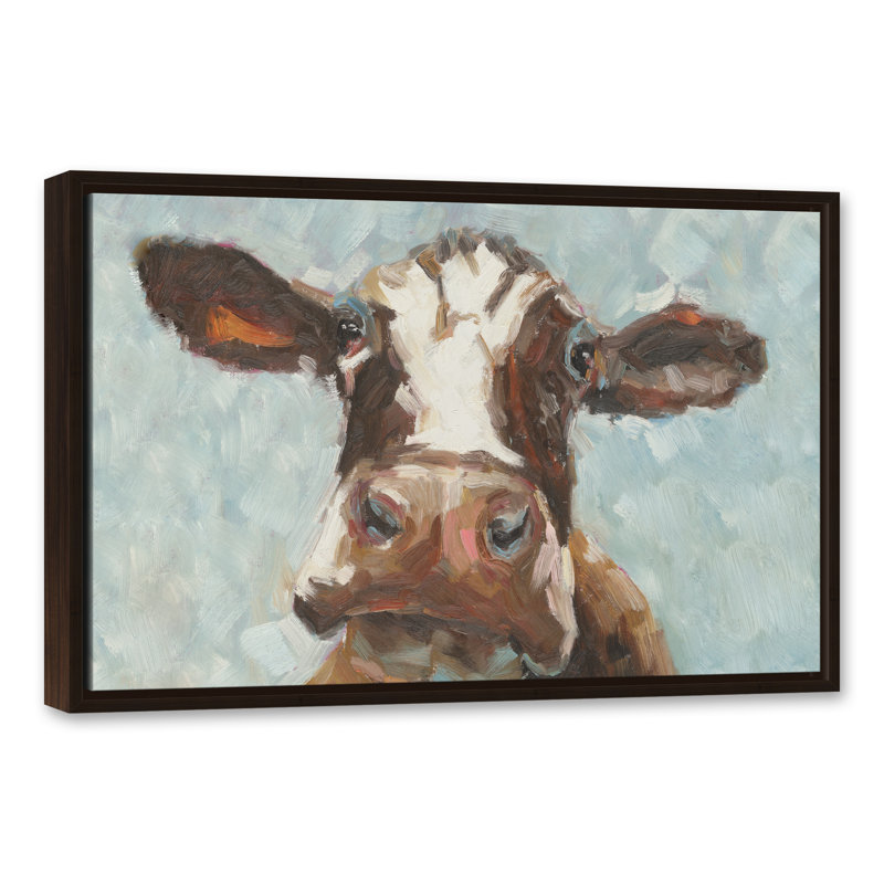Vache curieuse - Imprimé, H 32 po x l 48 po, Impression encadrée, Encadré