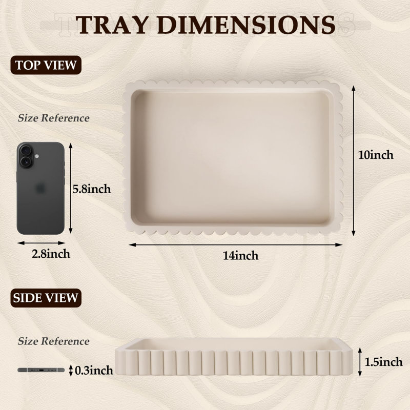 Gray Rectangular Concrete Tray Decor For Entryway Coffee Table Ottoman