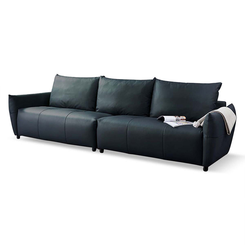 Canapé modulaire en cuir véritable vert foncé, Vert foncé, H 32,28 po x l 98,43 po x P 37,4 po, 3