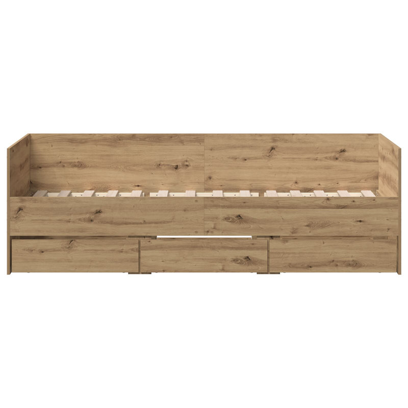 Rustic Daybed Engineered Wood Durable, Artisan Oak, Single (3')