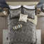 Couvre-lit 5 pièces pour grand lit - noir avec motif cachemire et housse en tissu-127224501-127224504