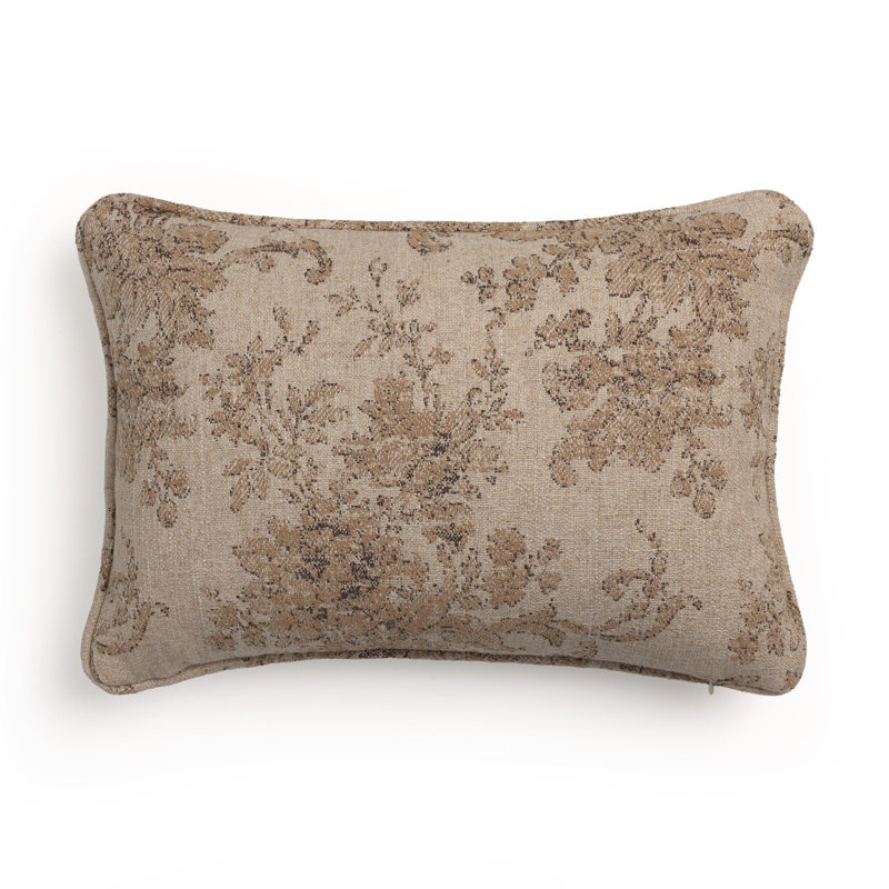 April Pillow Cover & Insert, Fallingbrook Natural Damask, Rectangle 14"H x 20"W