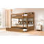 Lit double superposé au dessus d'un lit double avec lit gigogne, bois antique