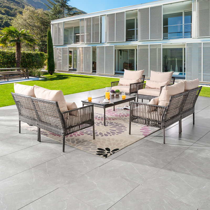 Aalaysia 7-Piece Outdoor Wicker Conversation Set