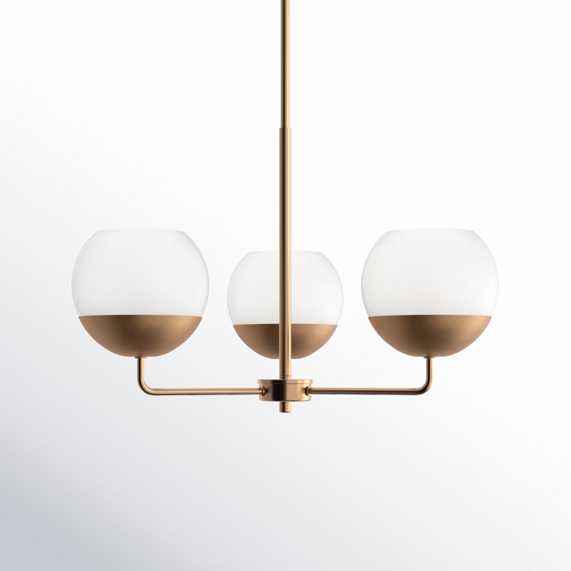 Avoca 3-Light Chandelier, Satin Brass