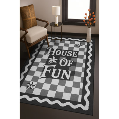 Tapis bleu tissé lavable rétro Mosso