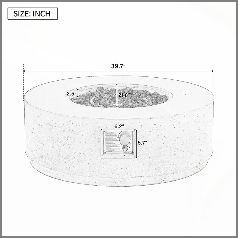 MGO Outdoor Propane Fire Pit - 38.2" Round with Faux Stone Finish, Outside Fire Pit Table with 50000 BTU, Steel Burner, Lava Rocks, Waterproof Cover,Suitable for Patio,Backyard,Poolside