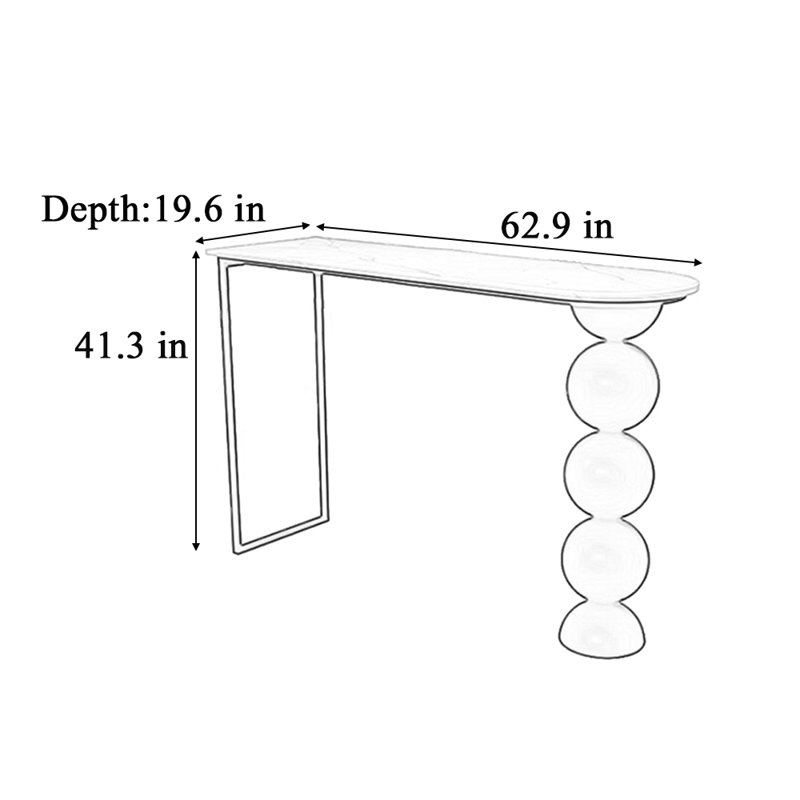 Table de bar légère et luxueuse pour un usage domestique, H 41,3 po x L 62,9 po x l 19,6 po
