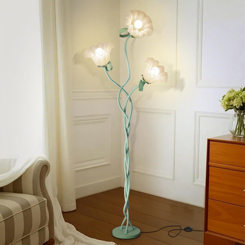 LED Corner Floor Lamp With Adjustable Color Temperatures, Gooseneck & Heavy Base For Bedroom, Living Room