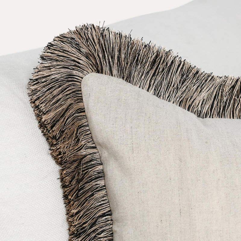 Nola Fringe Linen Blend Throw Pillow, 16"H x 36"W, Rectangular
