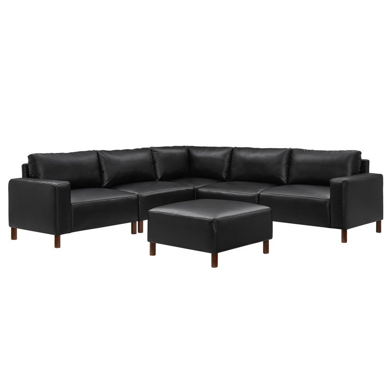 Canapé d'angle en cuir de polyuréthane, Black PU Leather