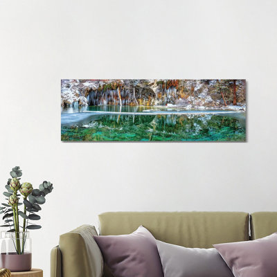 A Serene Chill - Hanging Lake Colorado by OLena Art - Wrapped Canvas Panoramic Print