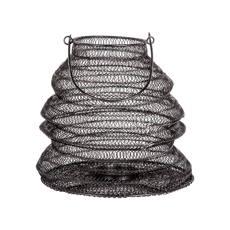 Iron Tabletop Lantern, 8" H x 8" W x 8" D, Black