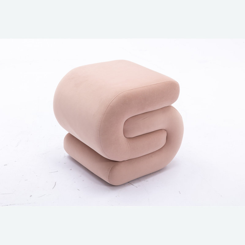 Centerfield Velvet Ottoman, Pink Velvet