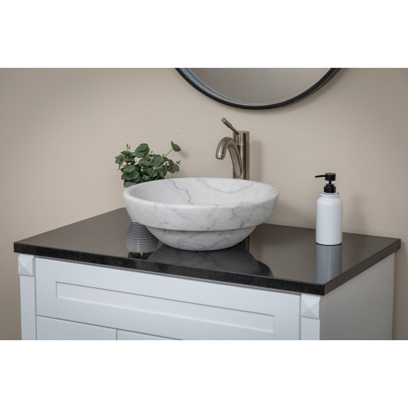 Lavabo de salle de bain vasque circulaire Echo Stone, Blanc sablé
