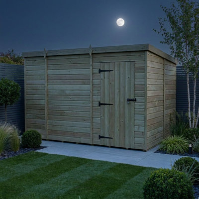 Total Sheds 9ft x 8ft Pent Garden Shed - Single Door - No Windows - Pressure Treated Timber - UK Manufactured