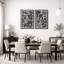Abstrait botanique, "Boho, art floral noir et beige, images murales abstraites de style Mid-Century, impression sur toile encadrée, 2 pièces"-91069173-91069171