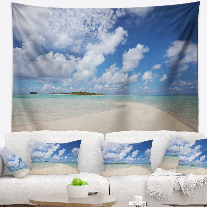 Tapisserie de plage seascape serene maldives sous les nuages, H 50 po x l 60 po